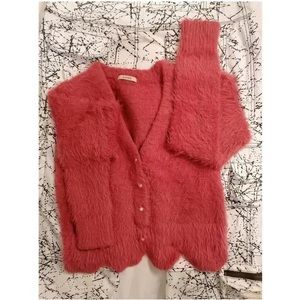 Eatme pink mink fleece fabric sweater.